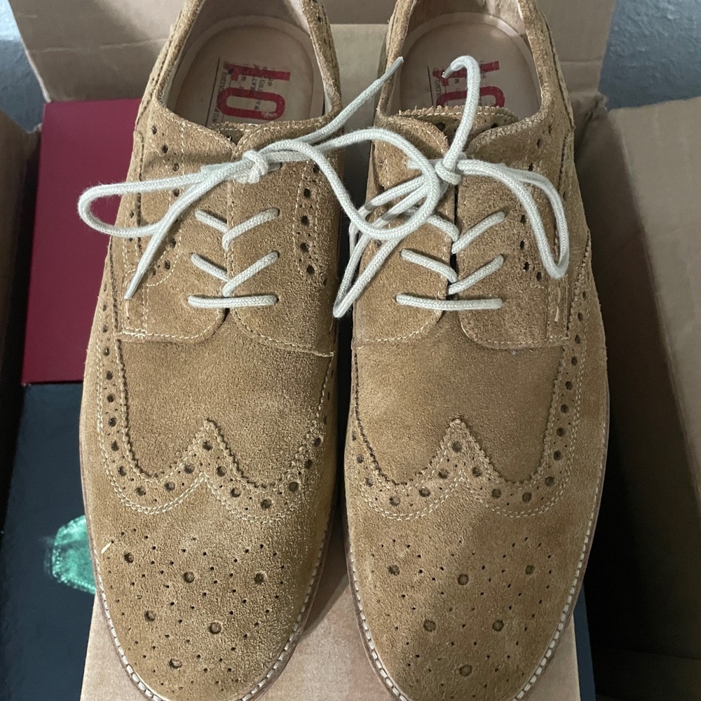 1901 Cognac Suede Wingman Dress Shoe
